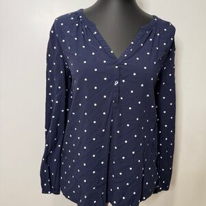 Old Navy Navy Blue Blouse with White Dots